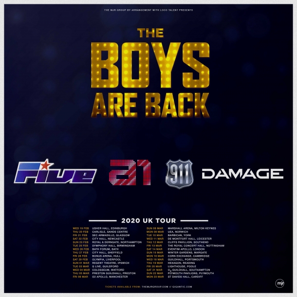 The Boys are Back! 5ive / A1 / Damage / 911 at The Forum in Bath on 26 February 2020
