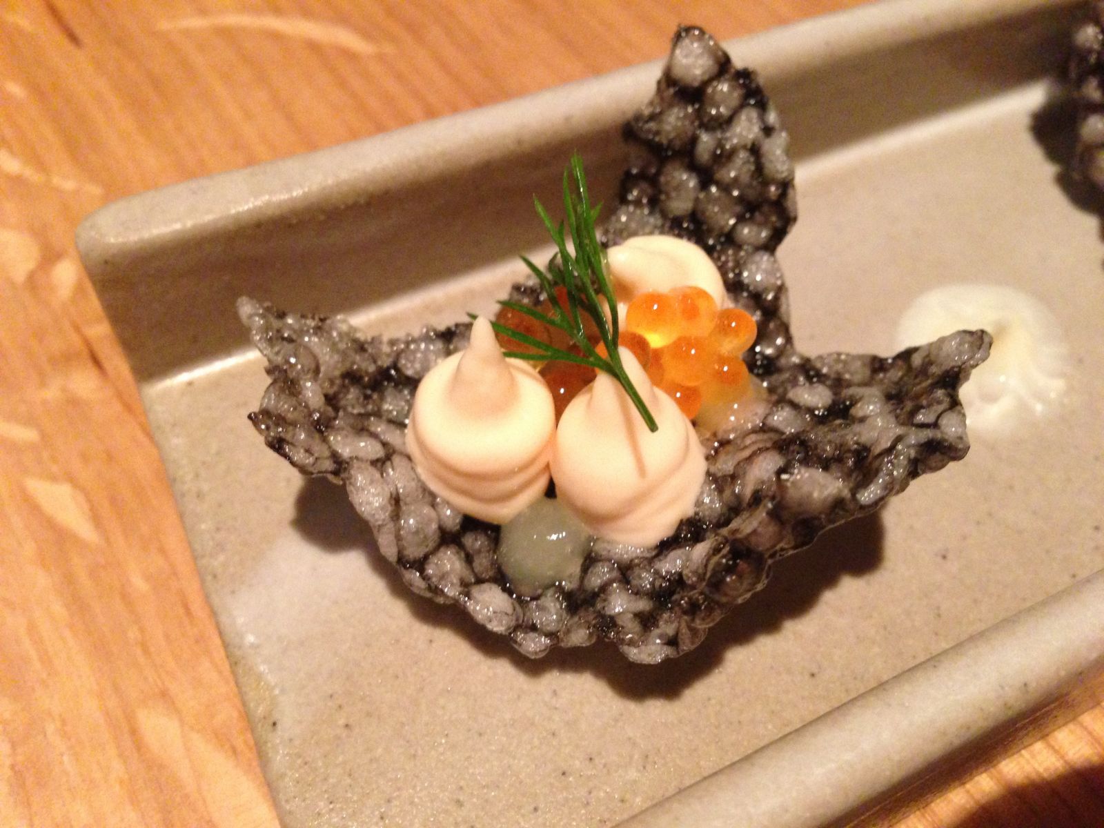 Squid ink crackers, appetizer - The Olive Tree