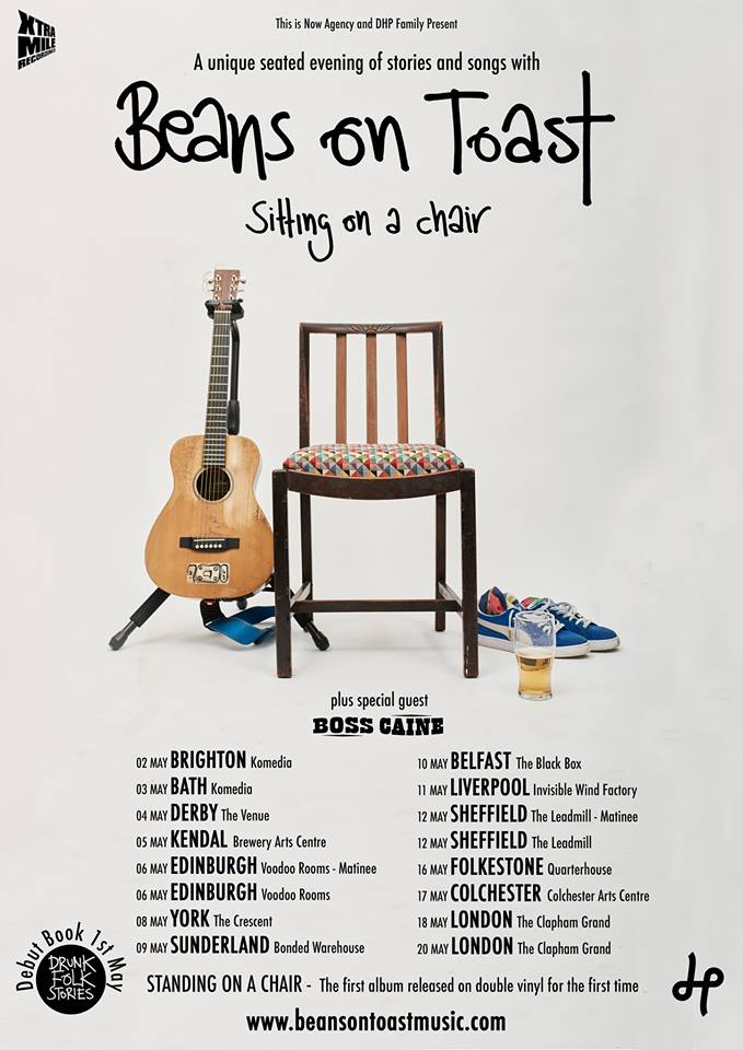 Beans On Toast's Sitting On A Chair tour sees him perform at Komedia on 3rd May.